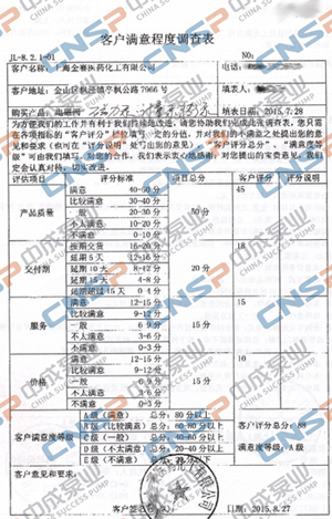中成泵業(yè)2015年度客戶(hù)滿(mǎn)意度調查展示